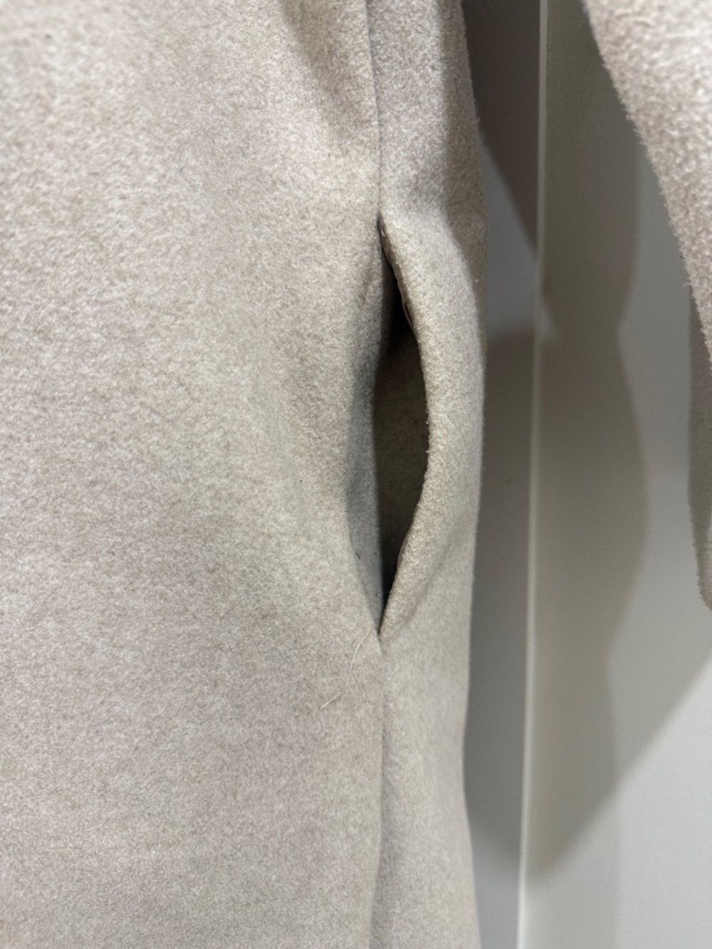 Zara Long Cream Single-Button Wool-Blend Trench Coat - Picture 6 of 6